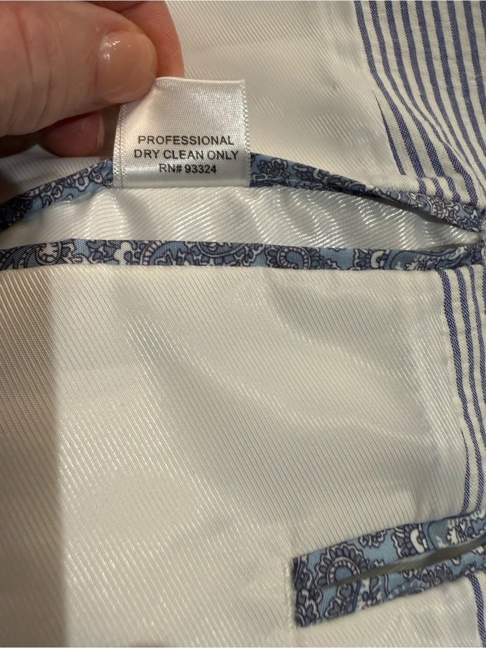 Saddlebred Men’s 48R Striped Seersucker Blazer - Light Blue & White